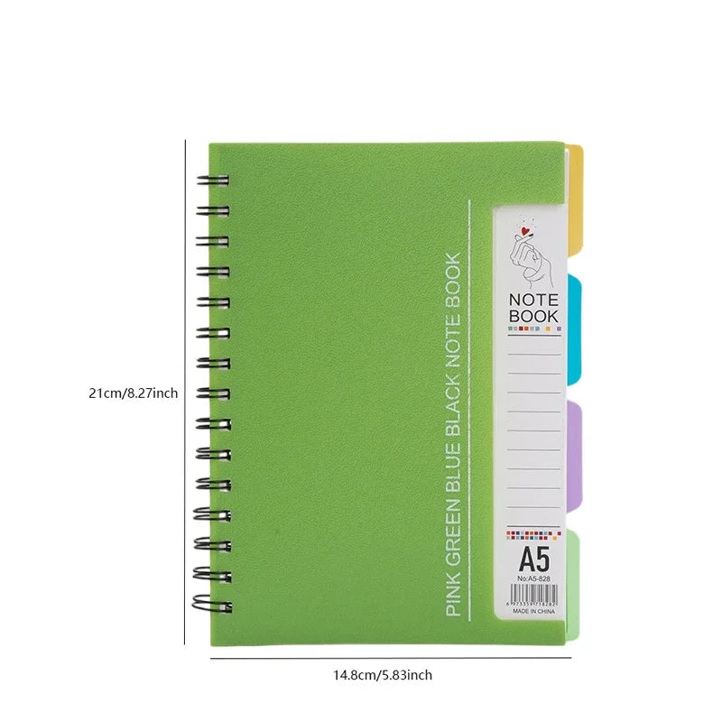 96-Sheet Spiral Notebook with 4 Divider Pages A4/A5 Sizes Lined Pages