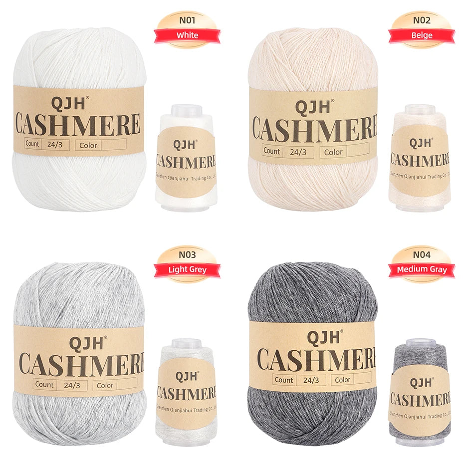 QJH 12 Set Luxurious Cashmere Yarn - Ultra-Soft & Premium Quality for Knitting Luxe Sweaters & Scarves, Hats - Yarn Enthusiasts