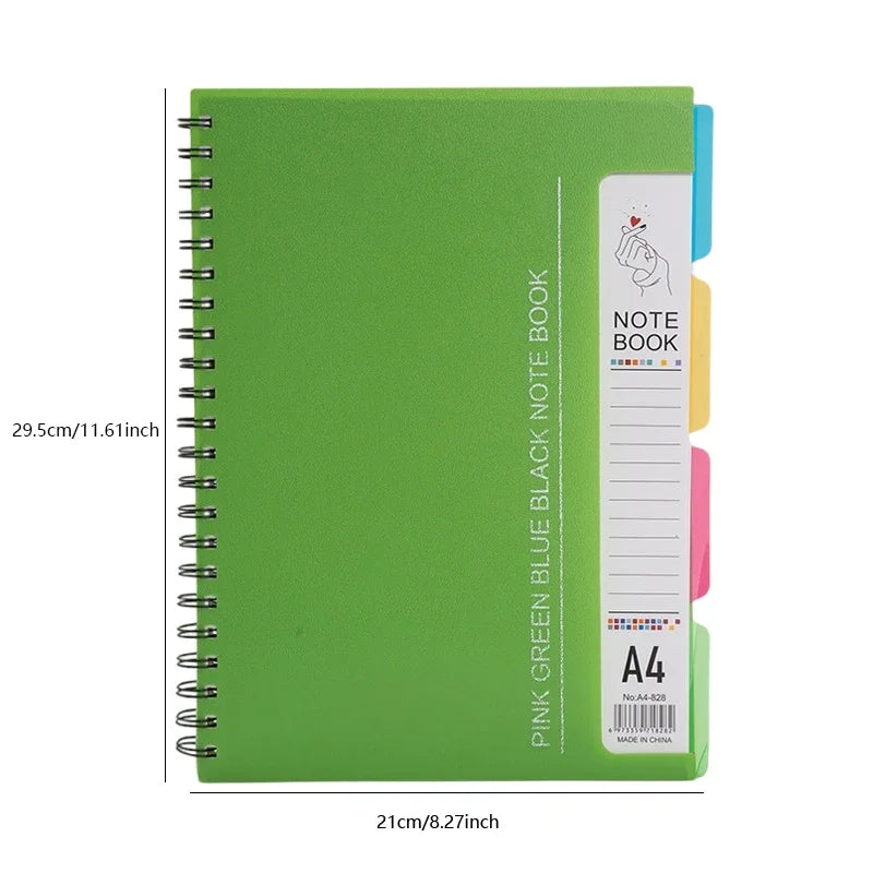 96-Sheet Spiral Notebook with 4 Divider Pages A4/A5 Sizes Lined Pages