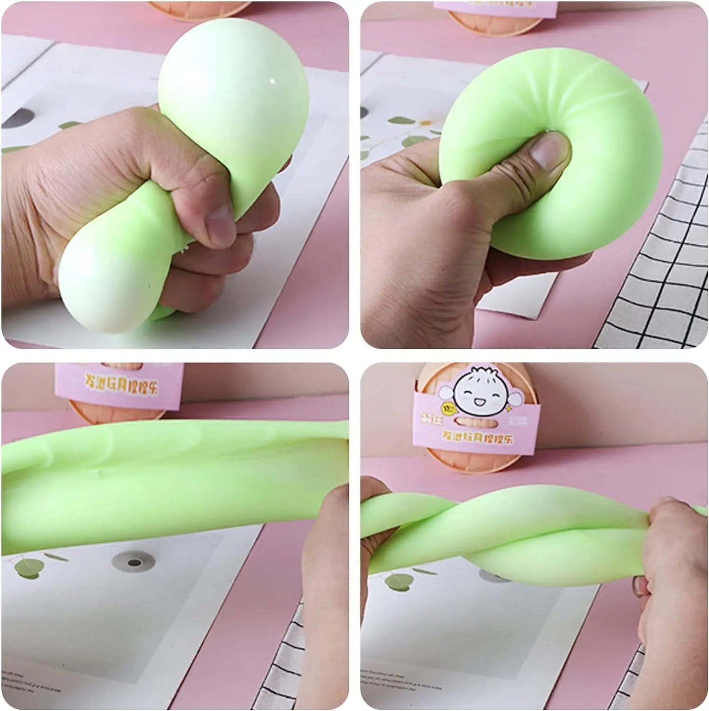 Colorful Dumpling Stress Balls Fidget Sensory Toy Squeeze Dough Ball Stress Relief Hand Toy Bun with Food Steamer Stretchy Desk