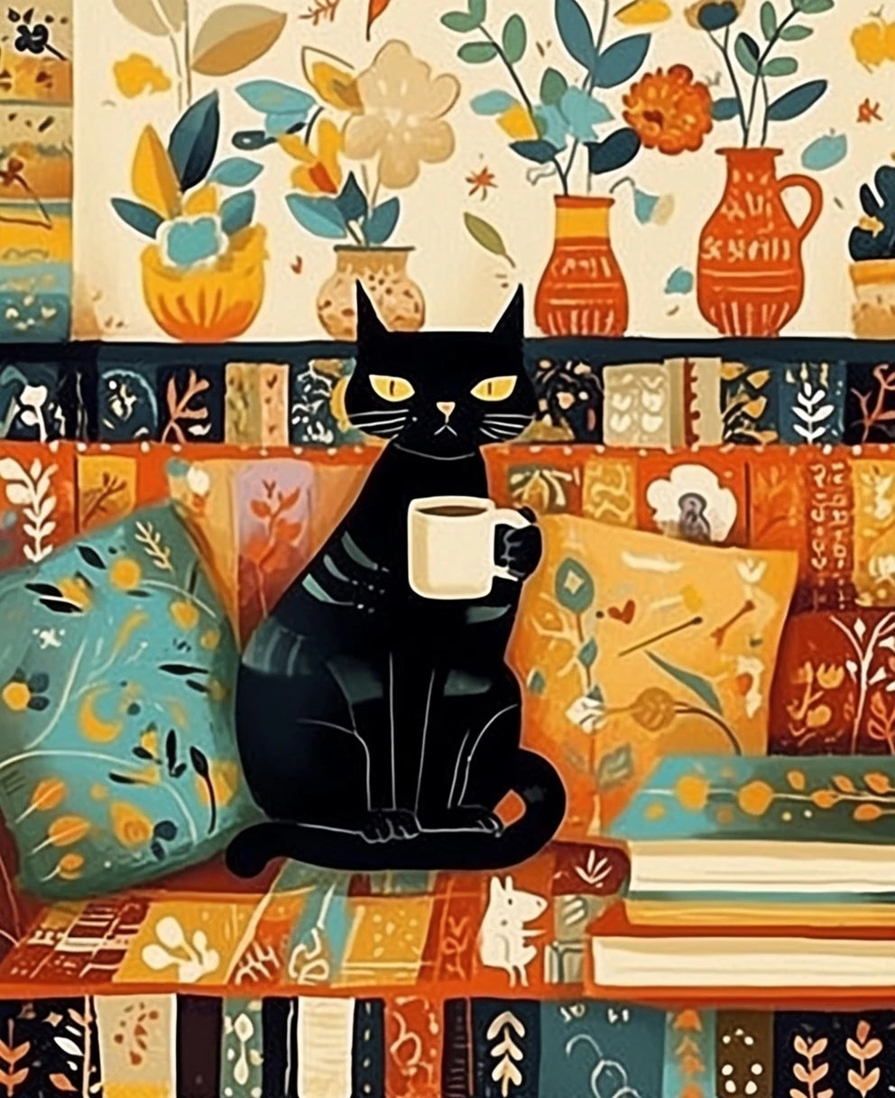 GATYZTORY Painting Paints By Numbers Cat Abstract Cute Picture Gifts Artwork Drawing By Numbers Picture Digital Home Decoration