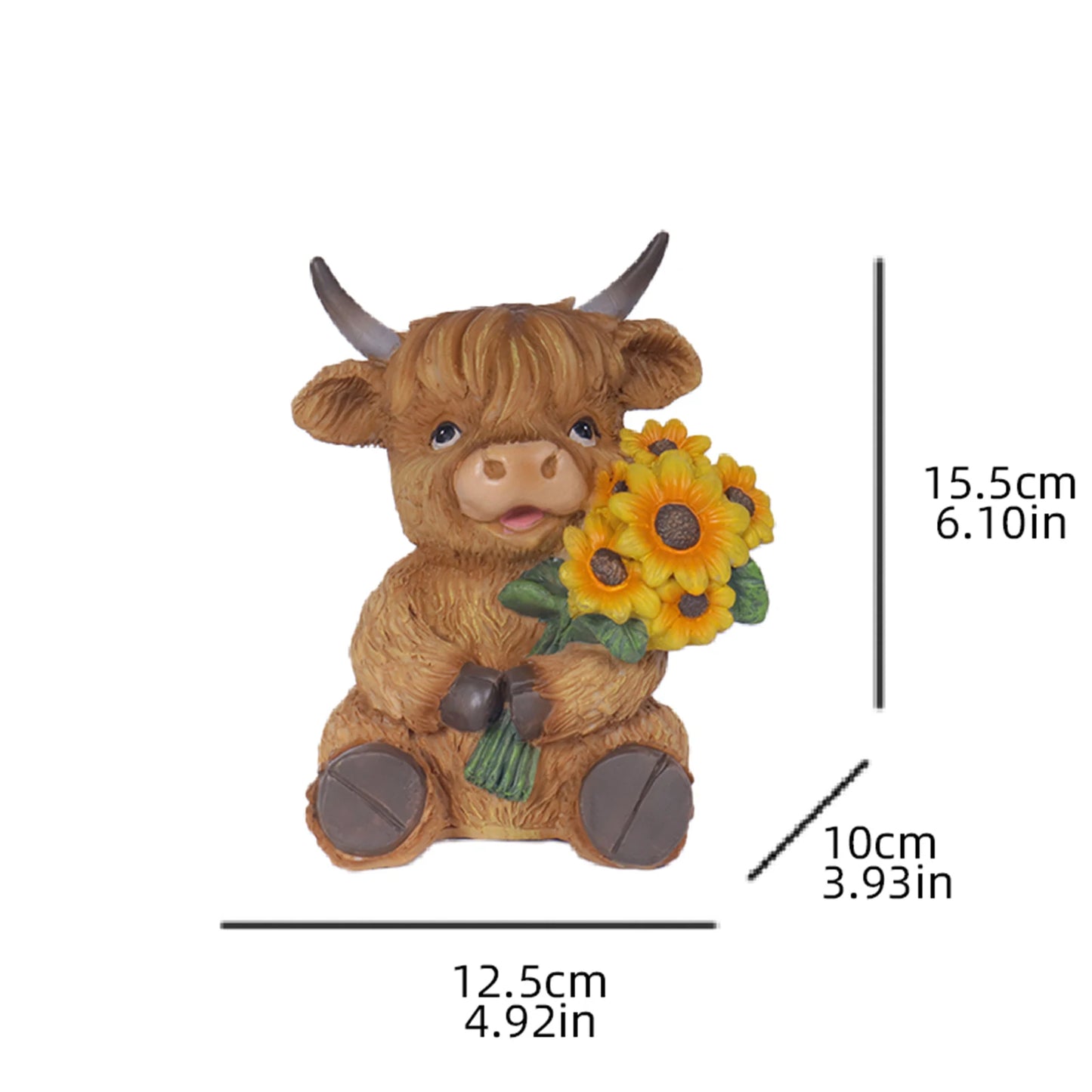 Resin Highland Cow Sculpture Outdoor Decorative Statue Garden Courtyard Terrace Crafts Decorative Ornament