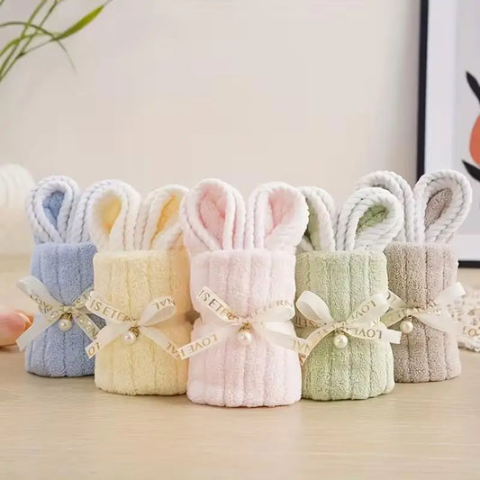 5Pcs Rabbit Towel Set Easter Gift Home Kitchen Bathroom Decor Supplies Wedding Baby Shower Kids Birthday Party Favors Guest Gift