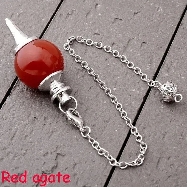 Reiki Healing Chakra Pendulum Pendants Lucky Crystal Quartz Stone Pendulum Pendant With Silvery Ball Chain Hypnosis For Necklace