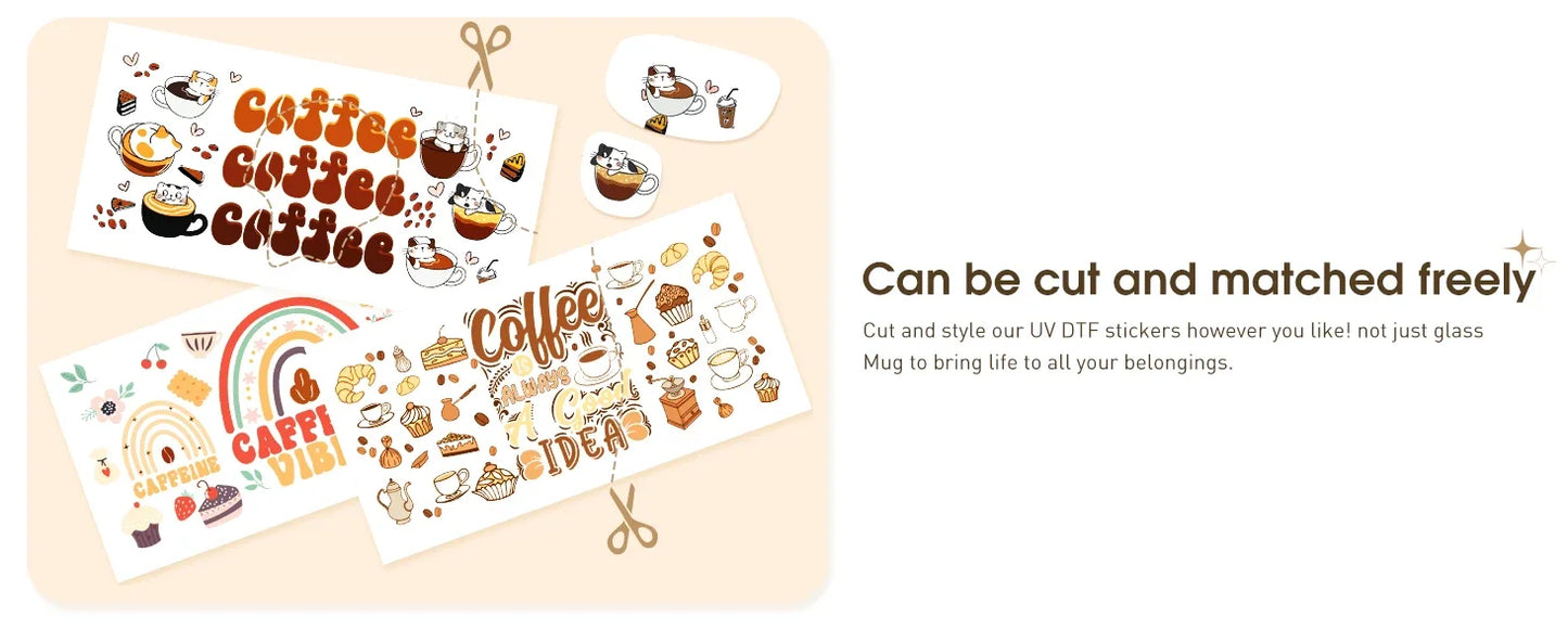 Highland Cattle Baby 16oz UV DTF Sticker Cup Personalize UV Wrap Label DIY Logo Self Adhesive Cow Design 3D Transfer Sticker