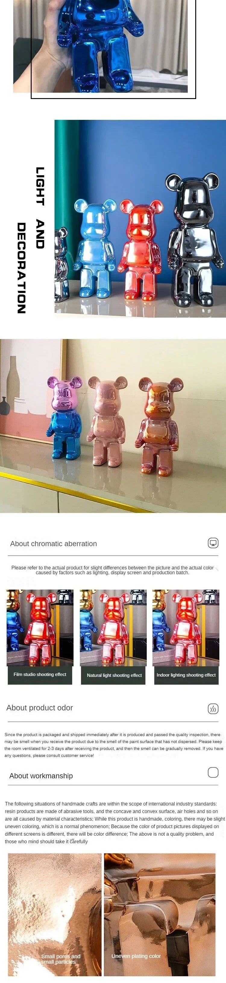 Delicate Bears Figurines Luxury Ceramics Violent Bear Statue Kawaii Cartoon Bear Sculptures Desk Decoration Home Accessories