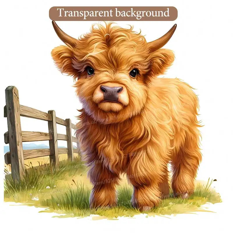 Cute Highland Cow Wall Sticker Bathroom Toilet Decor Living Room Cabinet Refrigerator Home Decoration Decals Stickers M1481
