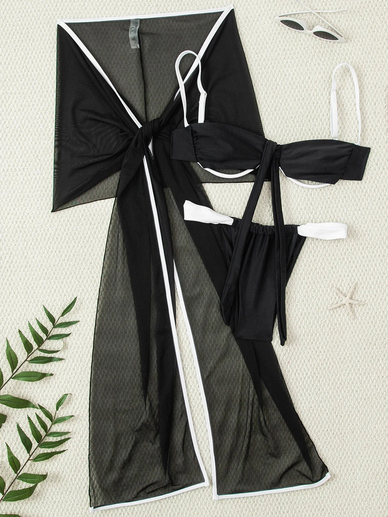 Women Three Piece Swimsuit Sexy Bikini Black Swimwear Feminine Beachwear Female Trikini Bathing Suit Dropshipping