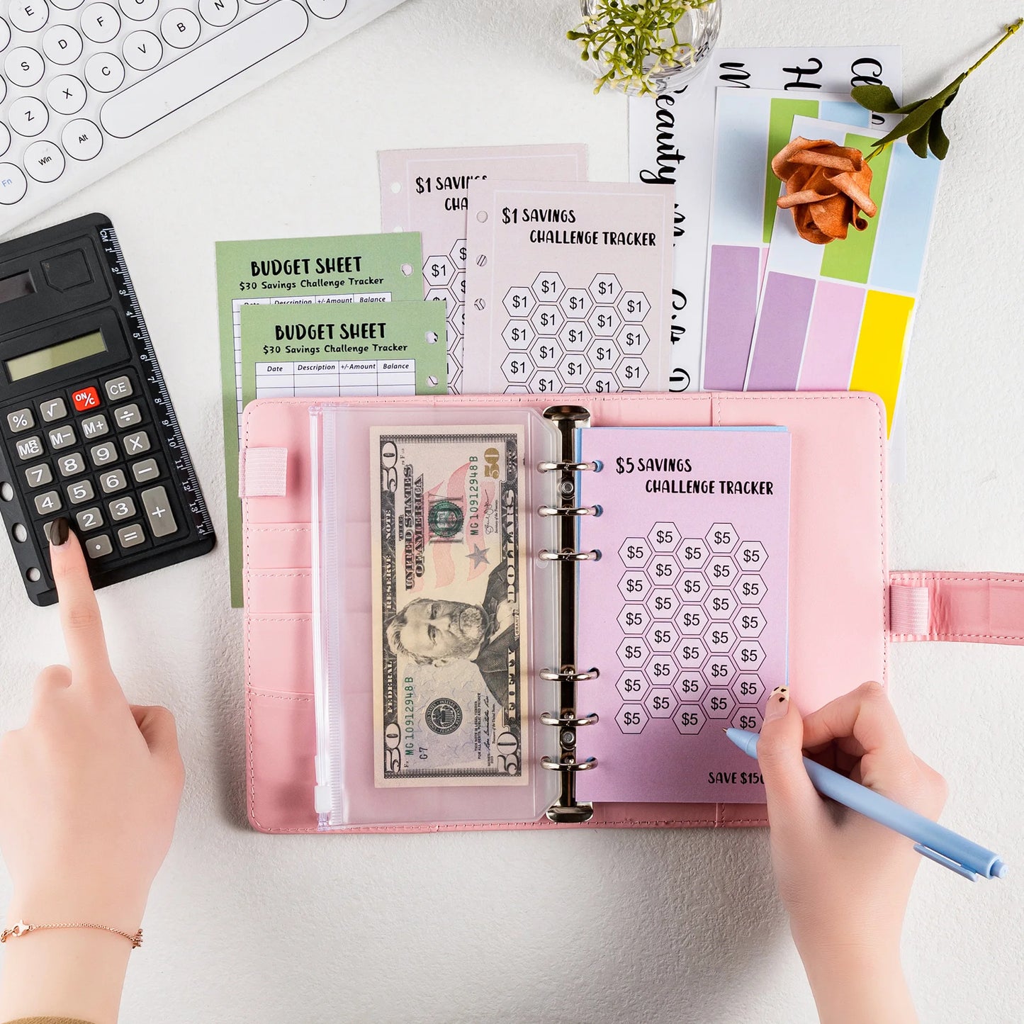 100 Envelopes Eave Money, 52 Weeks Save Challenge, 30 Days Save, Euros USD Cash Envelopes Budget Planner Easy To Save
