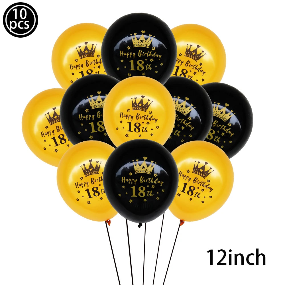 18th Birthday Party Supplies Black Gold 18th Birthday Plates Napkins Dinnerware for Boys Girls 18 Years Old Birthday Party Decor
