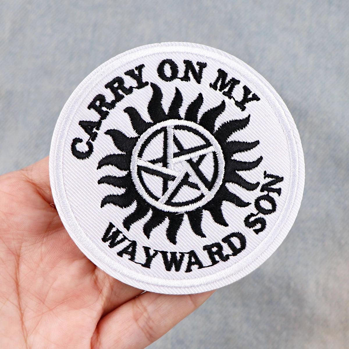 Supernatural TV Series Patch Iron On Patches For Clothing Stickers Embroidered Patches On DIY Clothes Stripes For Students
