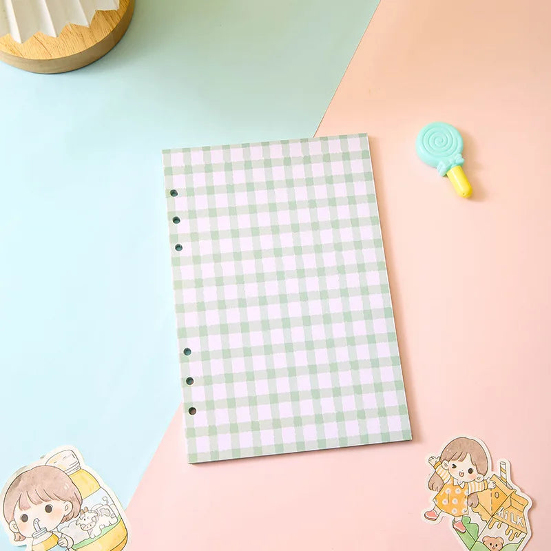 Cute Colour Grid A5/A6 Loose Leaf Notebook Refill Spiral Binder