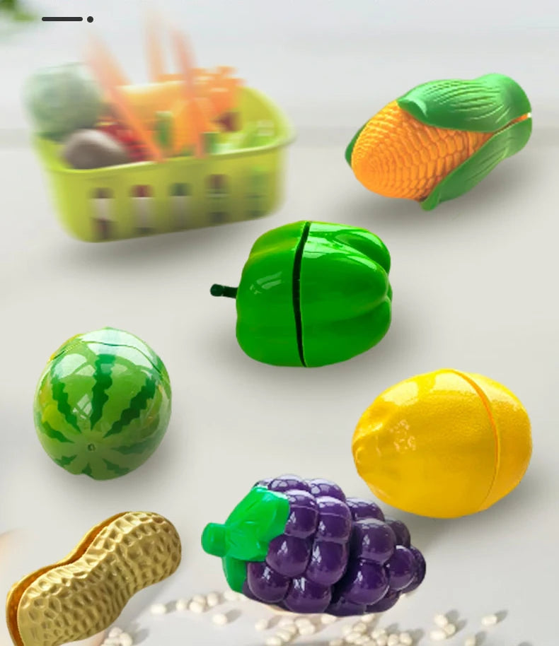 Children's Kitchen Toy Set Simulated Kitchen Cutting Cookware Simulated Fruits Cutting Toys Cooking Accessories for Kids Gift
