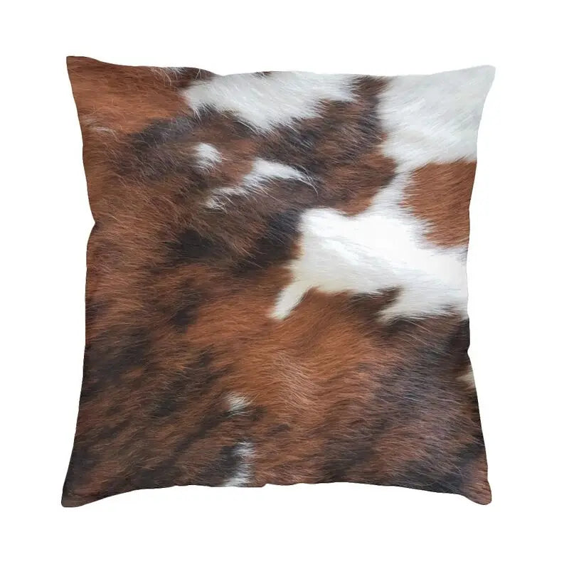 Hot Sale Scottish Highland Cow Cowhide Texture Cushion Cover 3D Print Animal Hide Leather Throw Pillow Case Sofa Car Home Decor