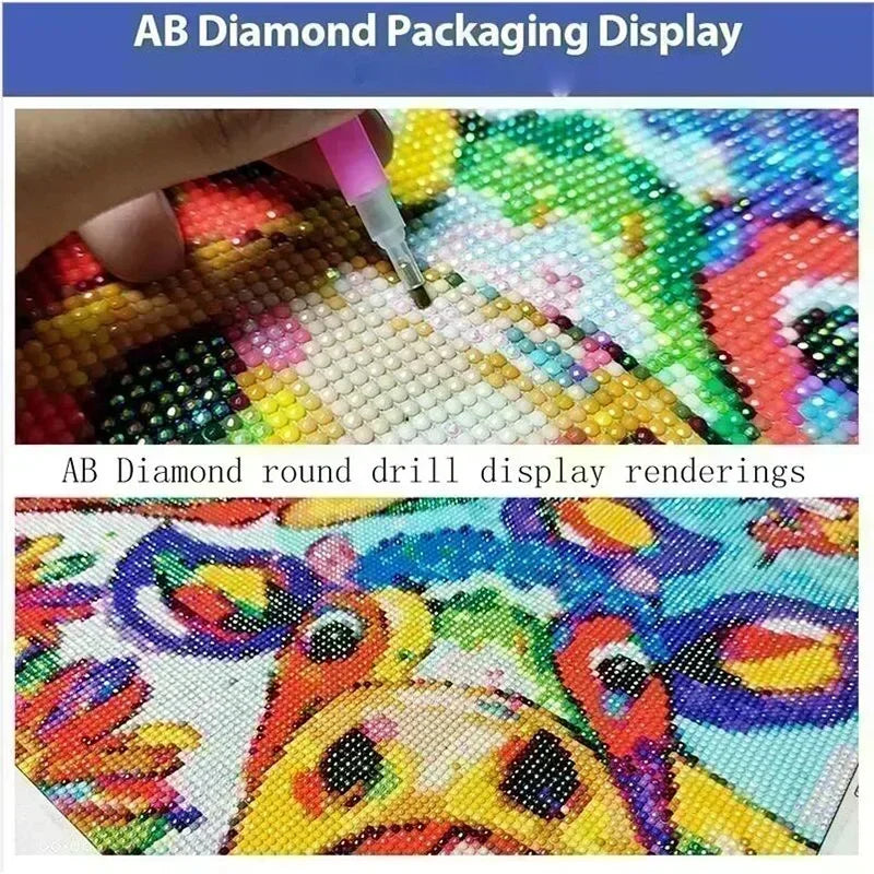 AB Diamond DIY 5D Diamond Painting Kit, featuring adorable animal designs, suitable for adults and beginners.