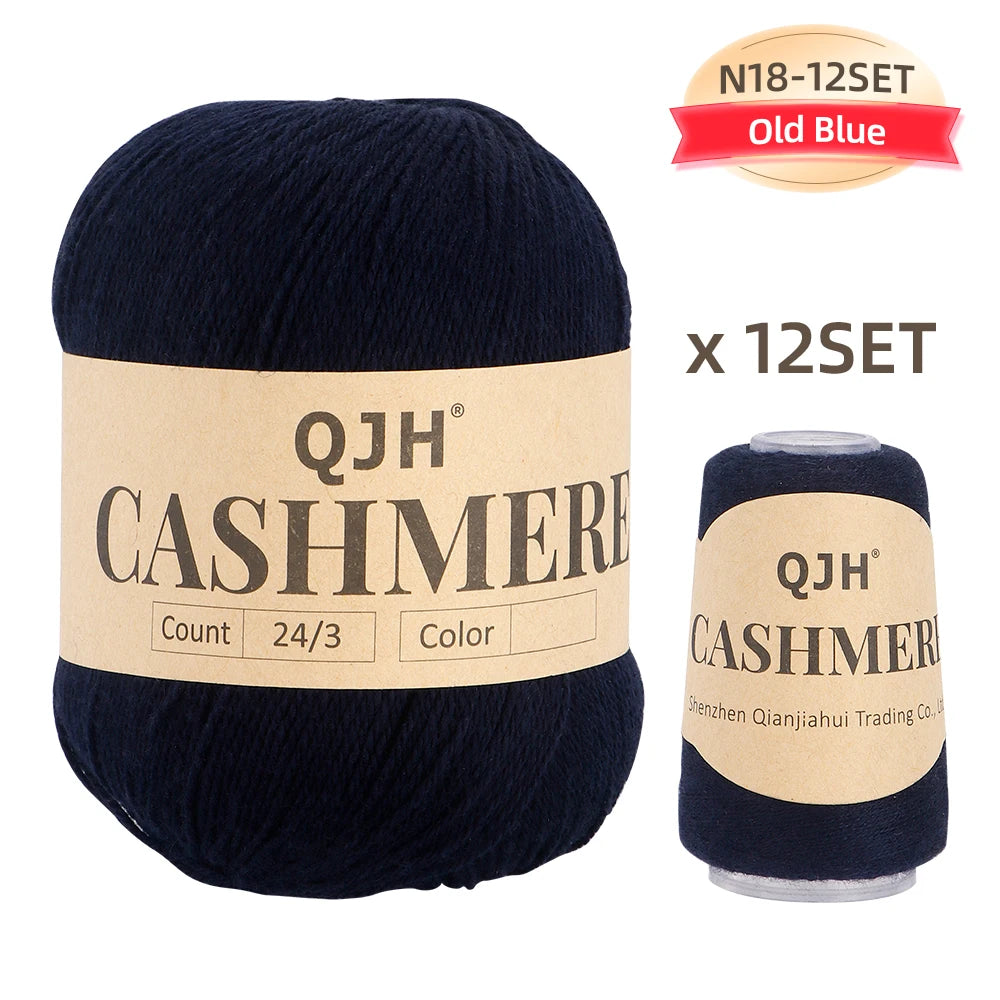 QJH 12 Set Luxurious Cashmere Yarn - Ultra-Soft & Premium Quality for Knitting Luxe Sweaters & Scarves, Hats - Yarn Enthusiasts