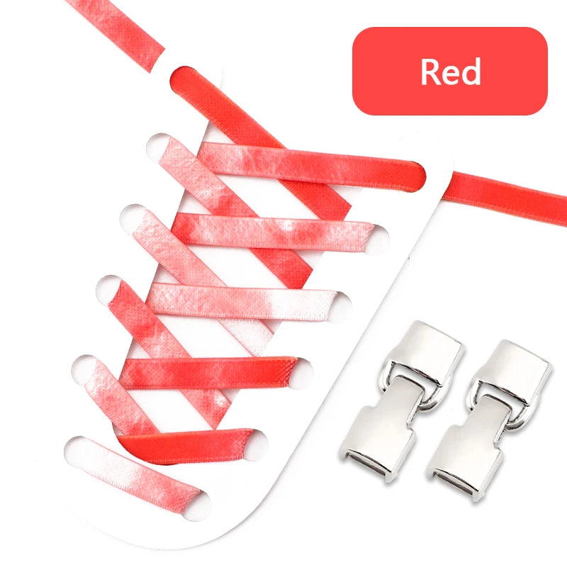 1Pair Rainbow Shoe Laces Without Ties Elastic Shoelaces Metal Buckle Lock Convenient Lazy Shoes Lace For Sneakers Accessories
