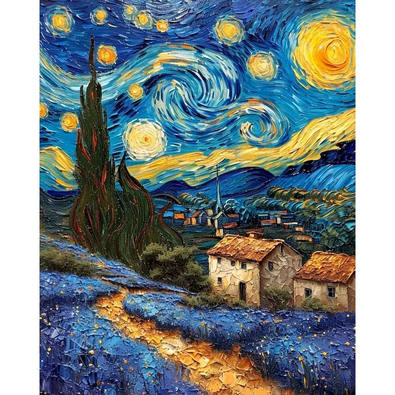 GATYZTORY Oil Paint By Numbers Diy Crafts Van Gogh Sky Landscape Pictures On Number Wall Decors Number Painting Art Supplies