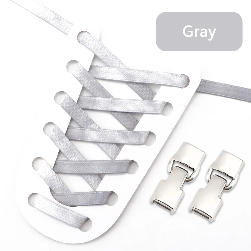 1Pair Rainbow Shoe Laces Without Ties Elastic Shoelaces Metal Buckle Lock Convenient Lazy Shoes Lace For Sneakers Accessories