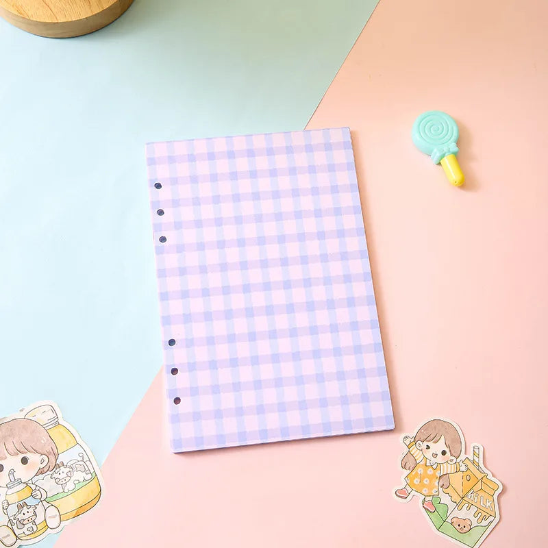 Cute Colour Grid A5/A6 Loose Leaf Notebook Refill Spiral Binder