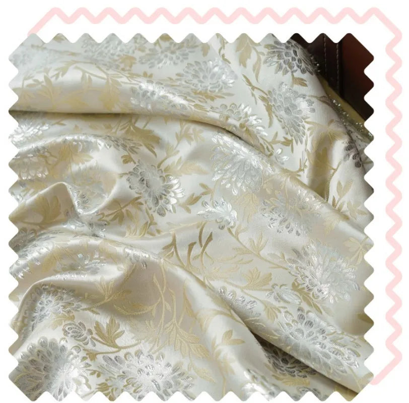 Luxury Style Silver Silk Elegant Yarn Dyed Jacquard Fabric Soft Drape Dress Bag Diy Sewing Fabric By Half Meter