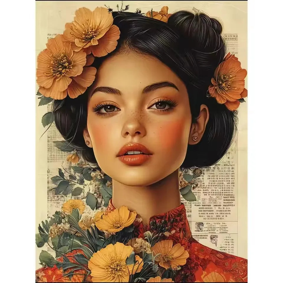 5D DIY Diamond Art Kit Full square Round Drill Mosaic Embroidery Beauty Women,Flowers,Sunglasses Imitation Diamonds Wall Decor