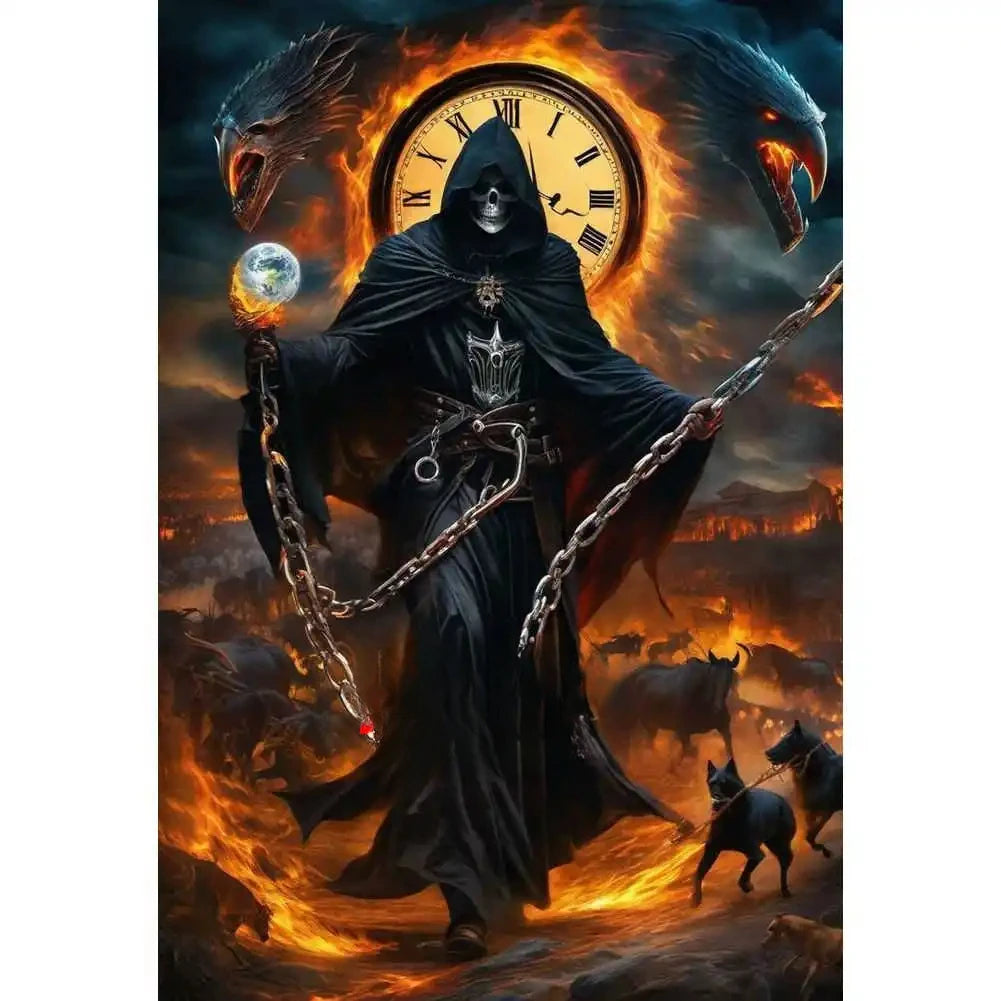 Oil Painting By Numbers Gothic Skull Death God Number Drawing Canvas DIY Pictures By Numbers Home Decor