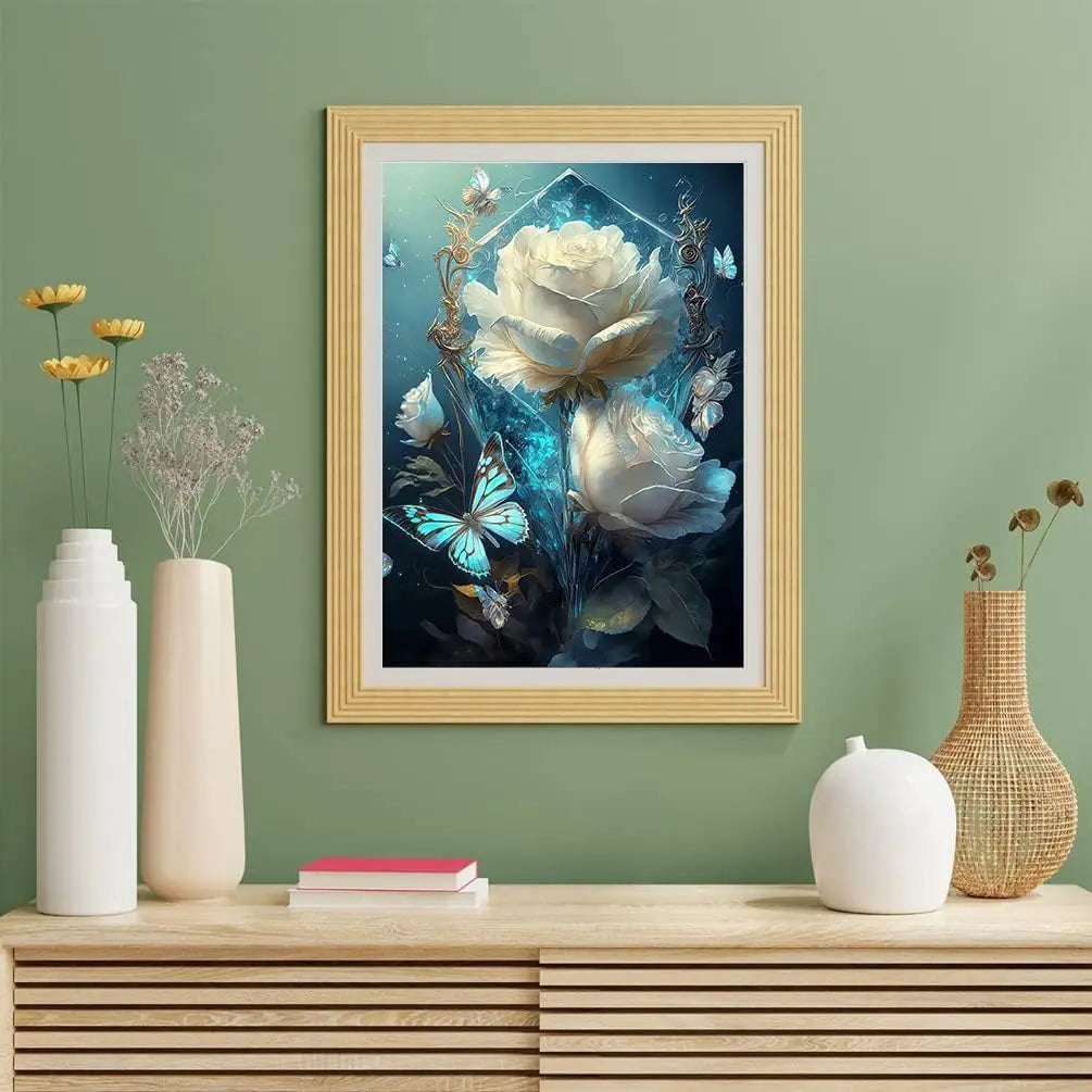 5D Diy Diamond Painting Flower Cross Stitch Kit AB Diamond Round Diamond Rose Sunflower Diamond Embroidery Mosaic Art Home Decor