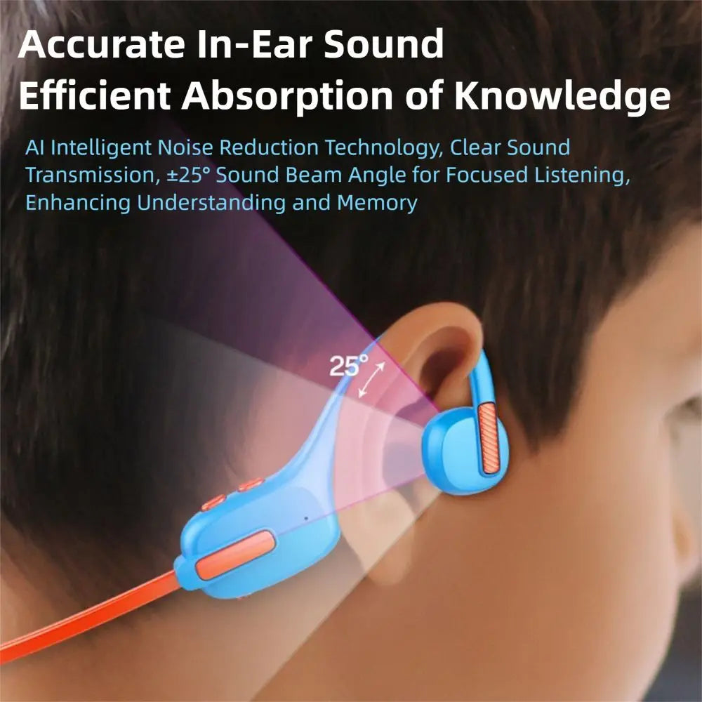 Hands-free Kids Bluetooth Headphones Earbuds Built-in 8GB Bone Conduction Headphone Stereo Sound Adjustable