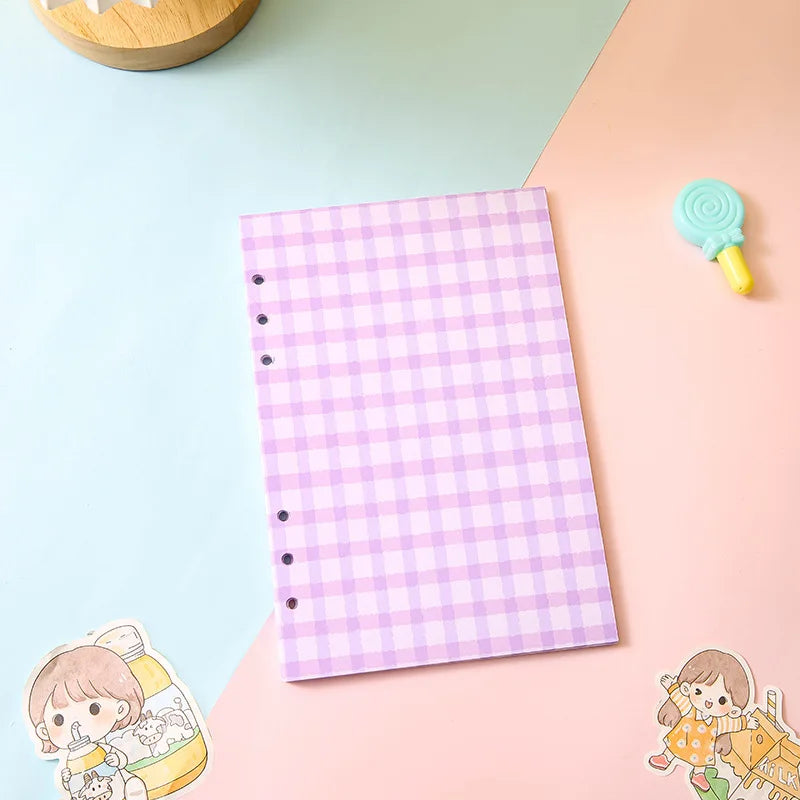Cute Colour Grid A5/A6 Loose Leaf Notebook Refill Spiral Binder