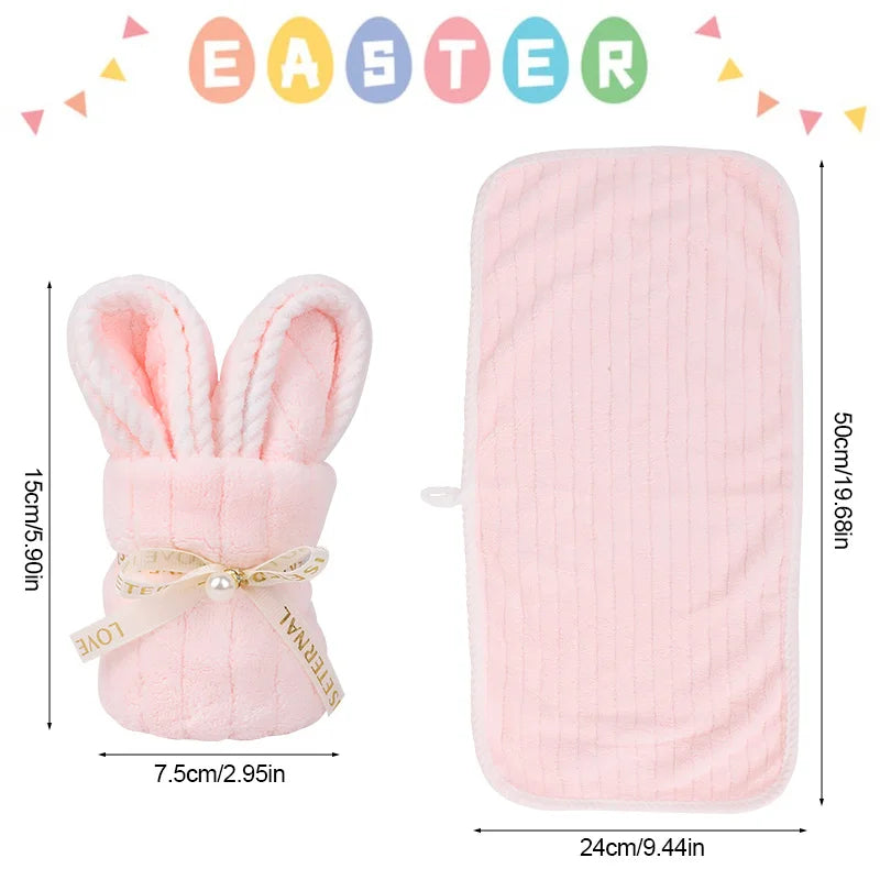 5Pcs Rabbit Towel Set Easter Gift Home Kitchen Bathroom Decor Supplies Wedding Baby Shower Kids Birthday Party Favors Guest Gift