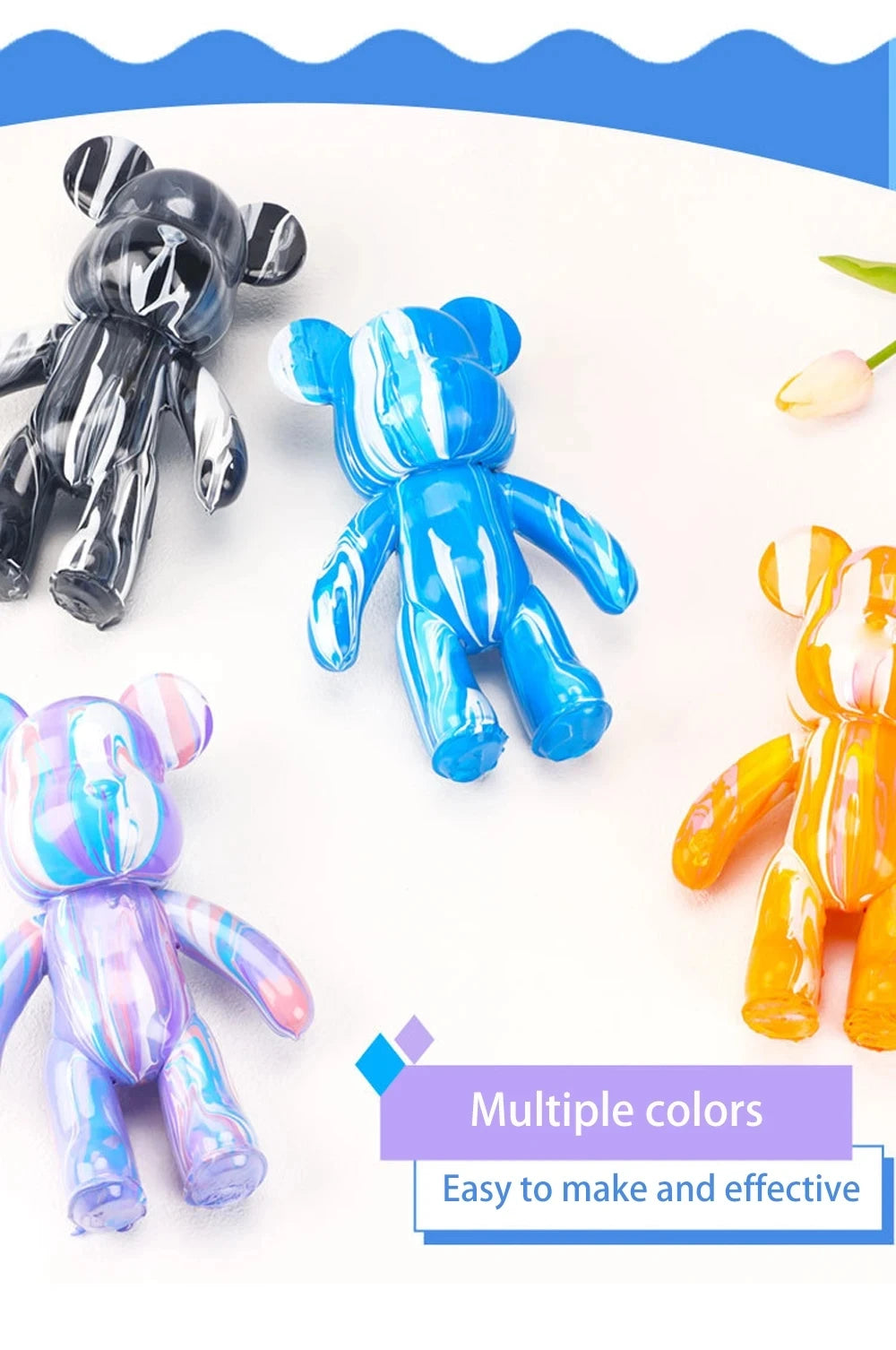 DIY Fluid Bear Sculpture Handmade Bearbrick Doll Ornaments Violent Bear Graffiti Painting Parent child Toy Gift Home Decoration