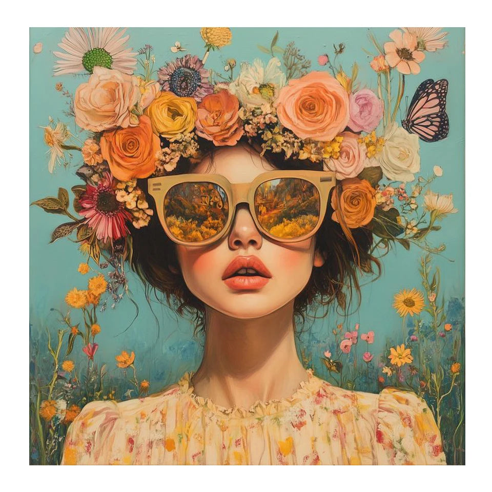 5D DIY Diamond Painting Art Surrealism Flowers Sunglasses Girl Bird Mosaic Embroidery Kit  Rhinestone Cross Stitch Home Decor