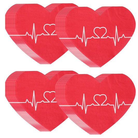 20Pcs Red Heart Paper Napkins Love Disposable Tissues Towel for Valentine's Day Wedding Party Table Decoration Romantic Gifts