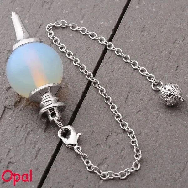 Reiki Healing Chakra Pendulum Pendants Lucky Crystal Quartz Stone Pendulum Pendant With Silvery Ball Chain Hypnosis For Necklace