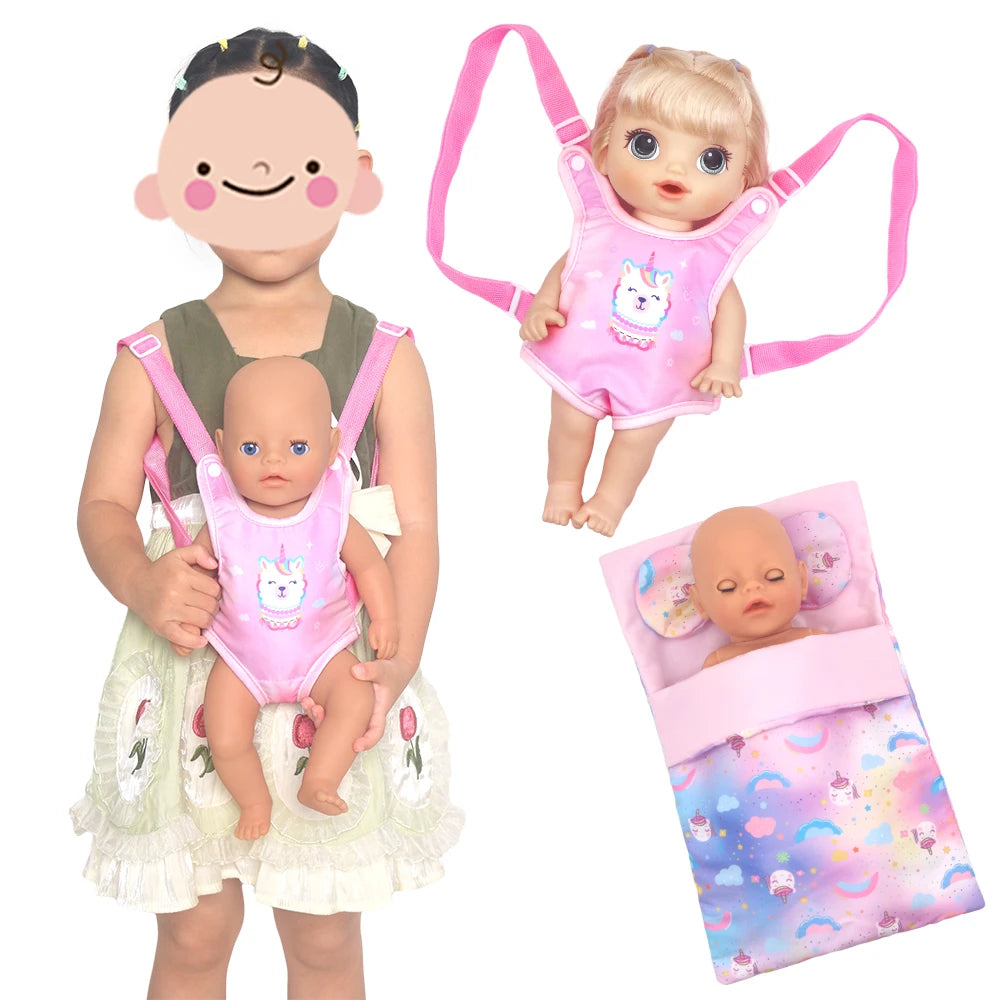 Alpaca Style Dolls Out Going Carry Bag 43-45cm Newborn Doll Clothes Accessories Christmas Birthday Gift18 Inch Doll Backpack Bag