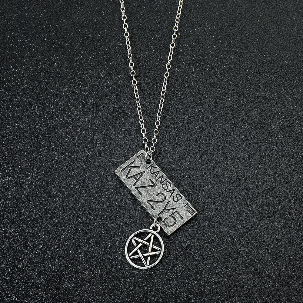 New Movie Jewelry Supernatural Dean License Plate Pendant Necklace New Fashion Vintage Necklace For fans Souvenir gift