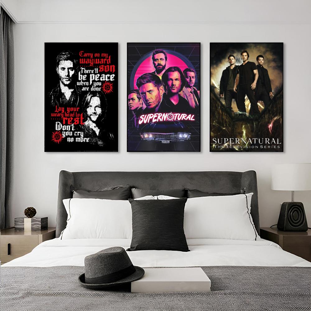 1pc Tv Show Supernatural Poster Self-adhesive Art Waterproof Paper Sticker Coffee House Bar Room Wall Decor