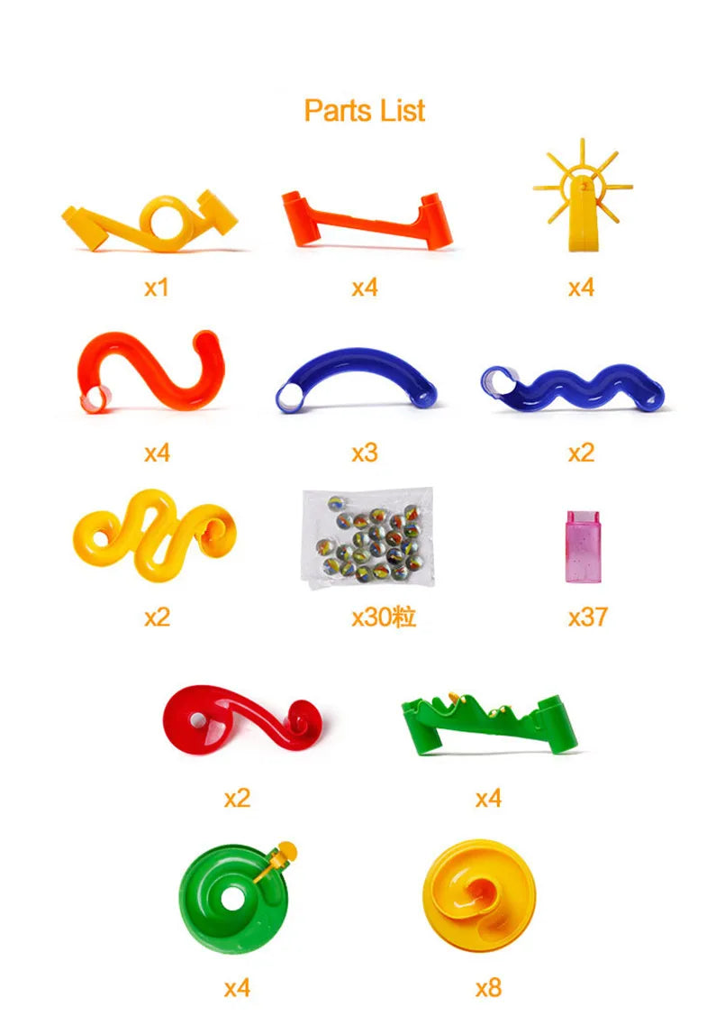 29/80/105Pcs Marble Run Race Track Building Blocks Kids 3D Maze Ball Roll Toy DIY Marble Run Race Coaster Set Christmas Gifts