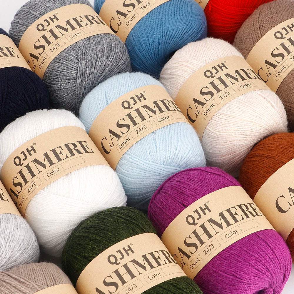 QJH 12 Set Luxurious Cashmere Yarn - Ultra-Soft & Premium Quality for Knitting Luxe Sweaters & Scarves, Hats - Yarn Enthusiasts