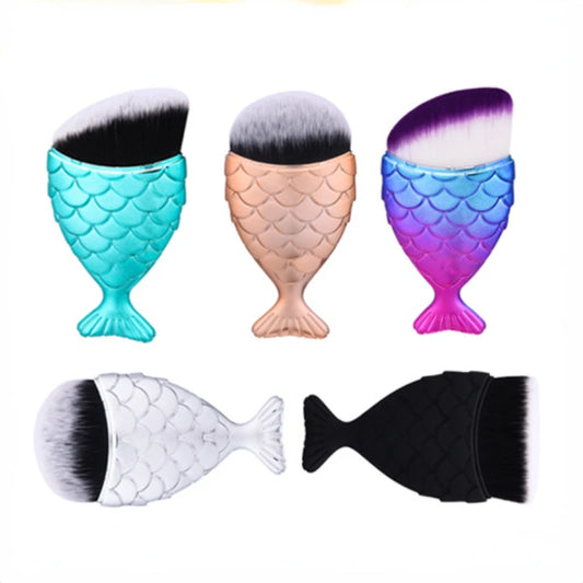Mermaid Makeup Brush Professional Face Blush Brush Foundation Cosmetic Brush Fish Makeup Tools Kit Powder Nail Art Cleaning Tool