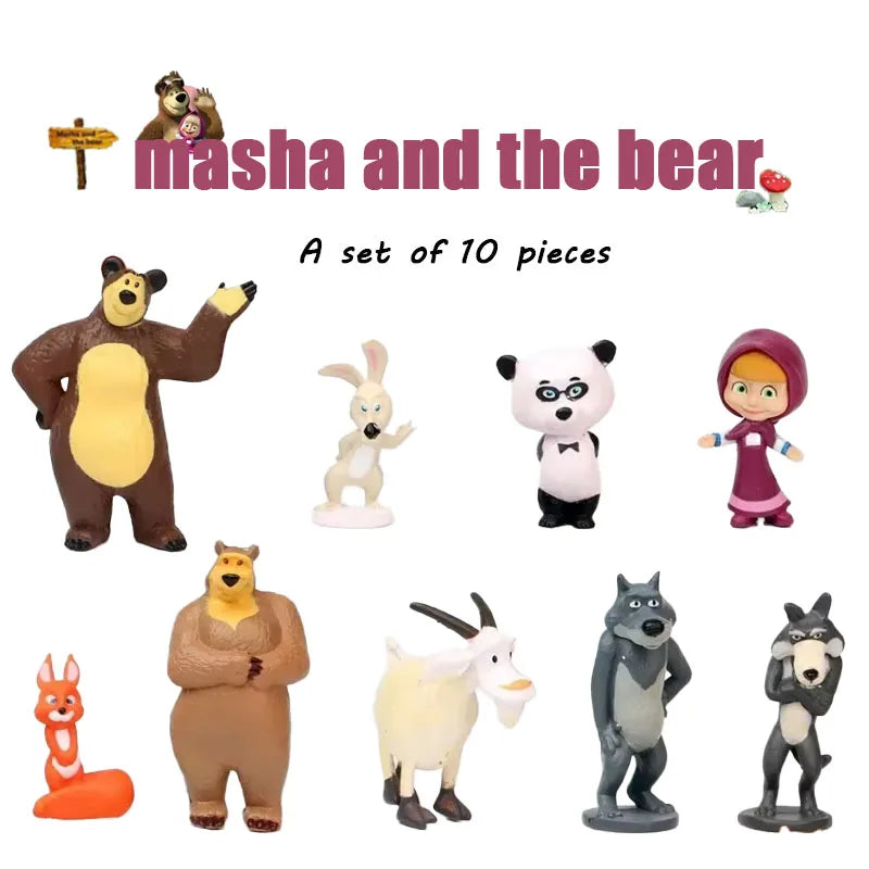 Martha and Bear 10 Ornaments Anime Models Cartoon Toys Gifts for Friends Furniture Display Birthday Gifts