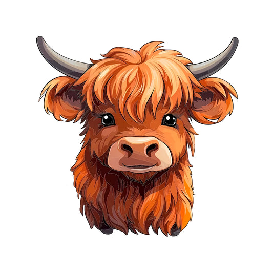 Cute Highland Cow Creative Vinyl Waterproof Sticker Decal For Car, Laptop, Wall Window, Bumper