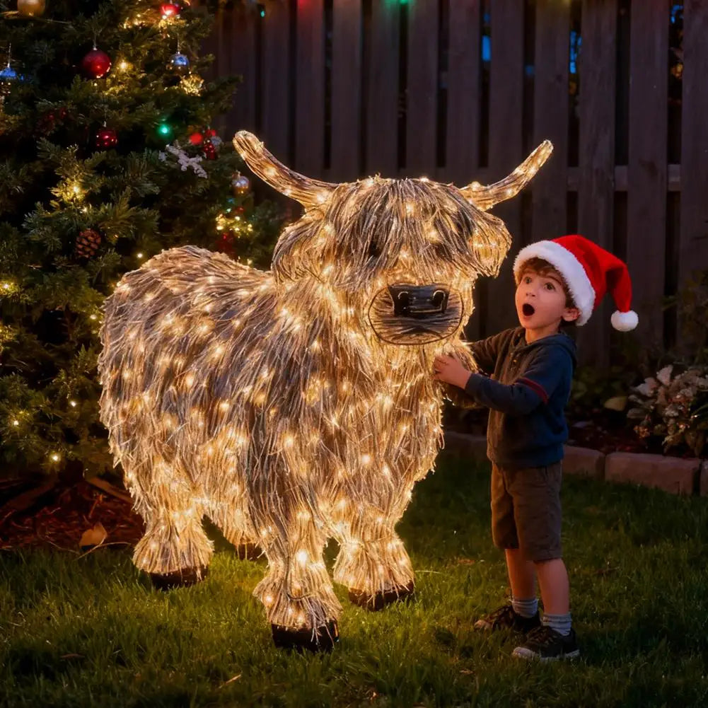 Highland Cow Ornament Led Light-up Highland Cow Ornament Glowing Cattle Statue for Indoor Outdoor Decor Garden Lawn Farmhouse