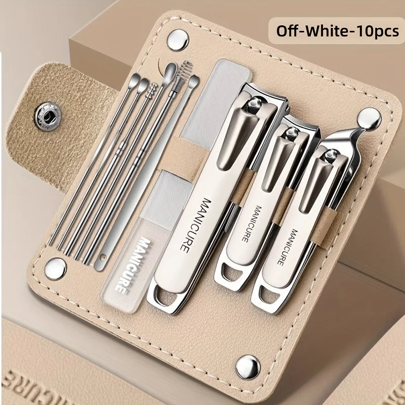 10pcs Professional Nail Care Set with Anti-Splash Features Nail Clipper File And Ear Spoon Tools Perfect for Home And Travel