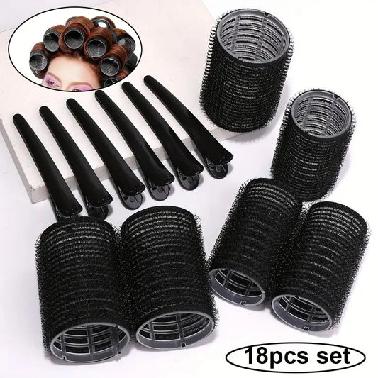 18pcs Hair Roller Set with Clips Self-Gripping Curlers for Long/Medium/Short Hair And Bangs Curling Iron Roller Hairstyling Tool