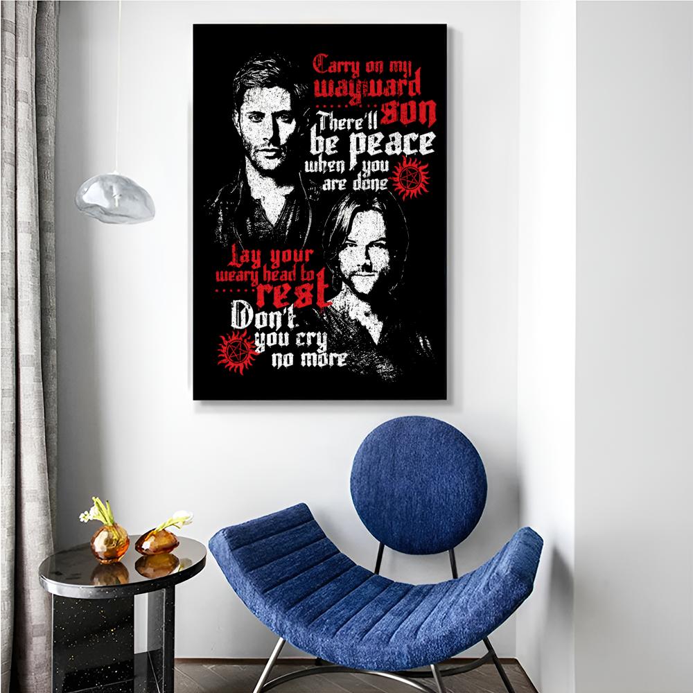 1pc Tv Show Supernatural Poster Self-adhesive Art Waterproof Paper Sticker Coffee House Bar Room Wall Decor