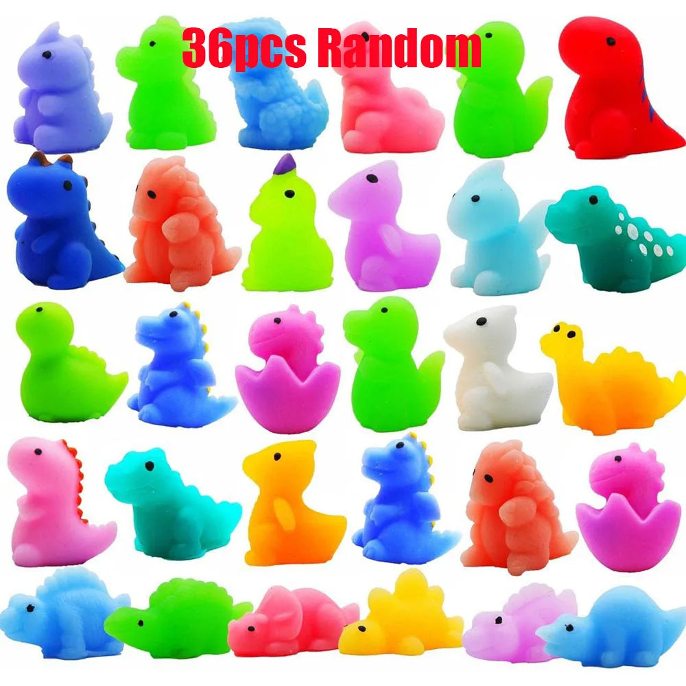 12/36PCS Mochi Squishy Toys Kawaii Party Favors Mini Fidget Toys Dinosaur Animal Stress Relief Squishies for Classroom Prize Gif