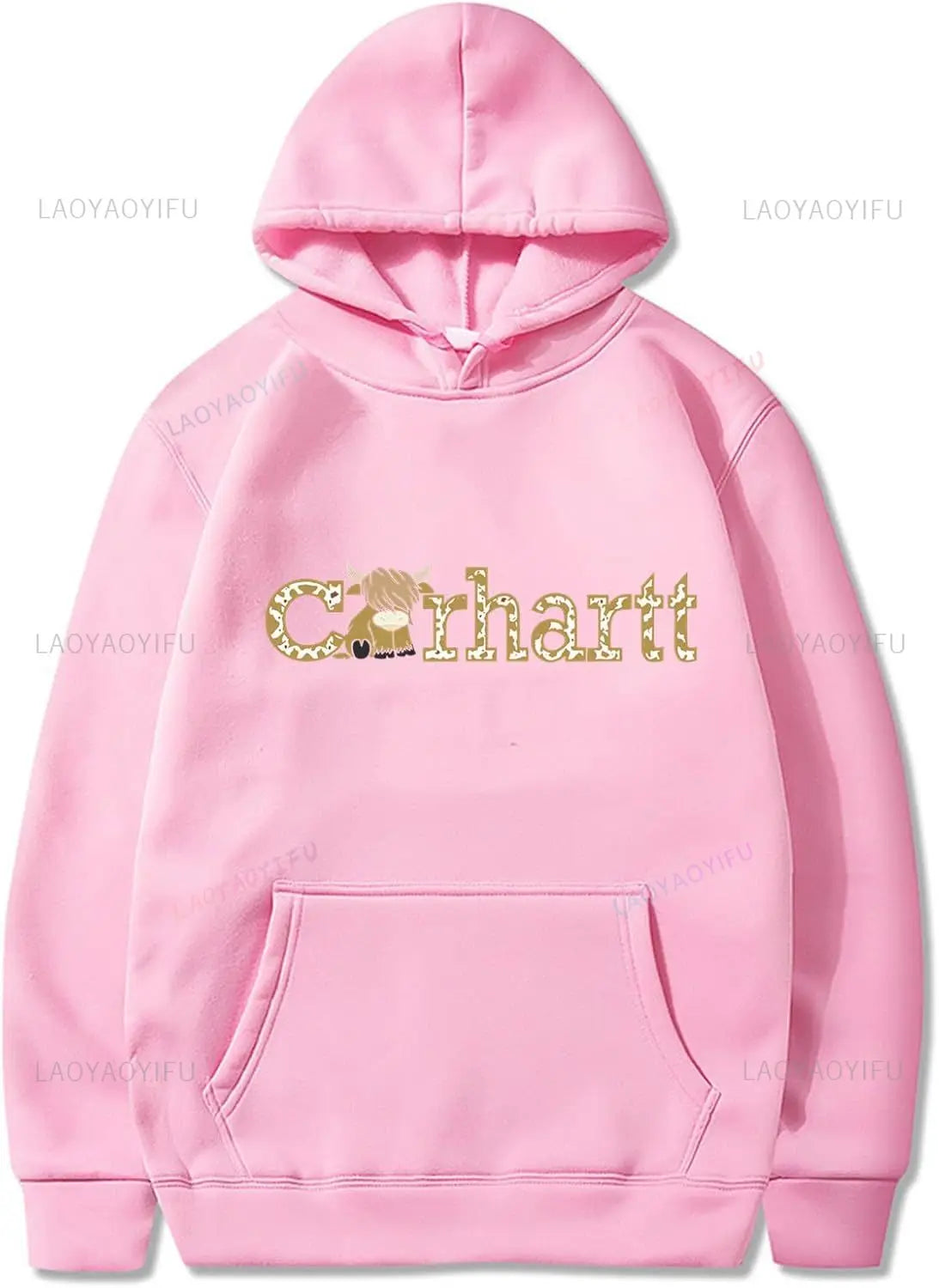 Cozy Women's Cow Print Hoodie - Western Highland Cattle Long Sleeve Pullover Top  Hoodie Essentials Hoodie