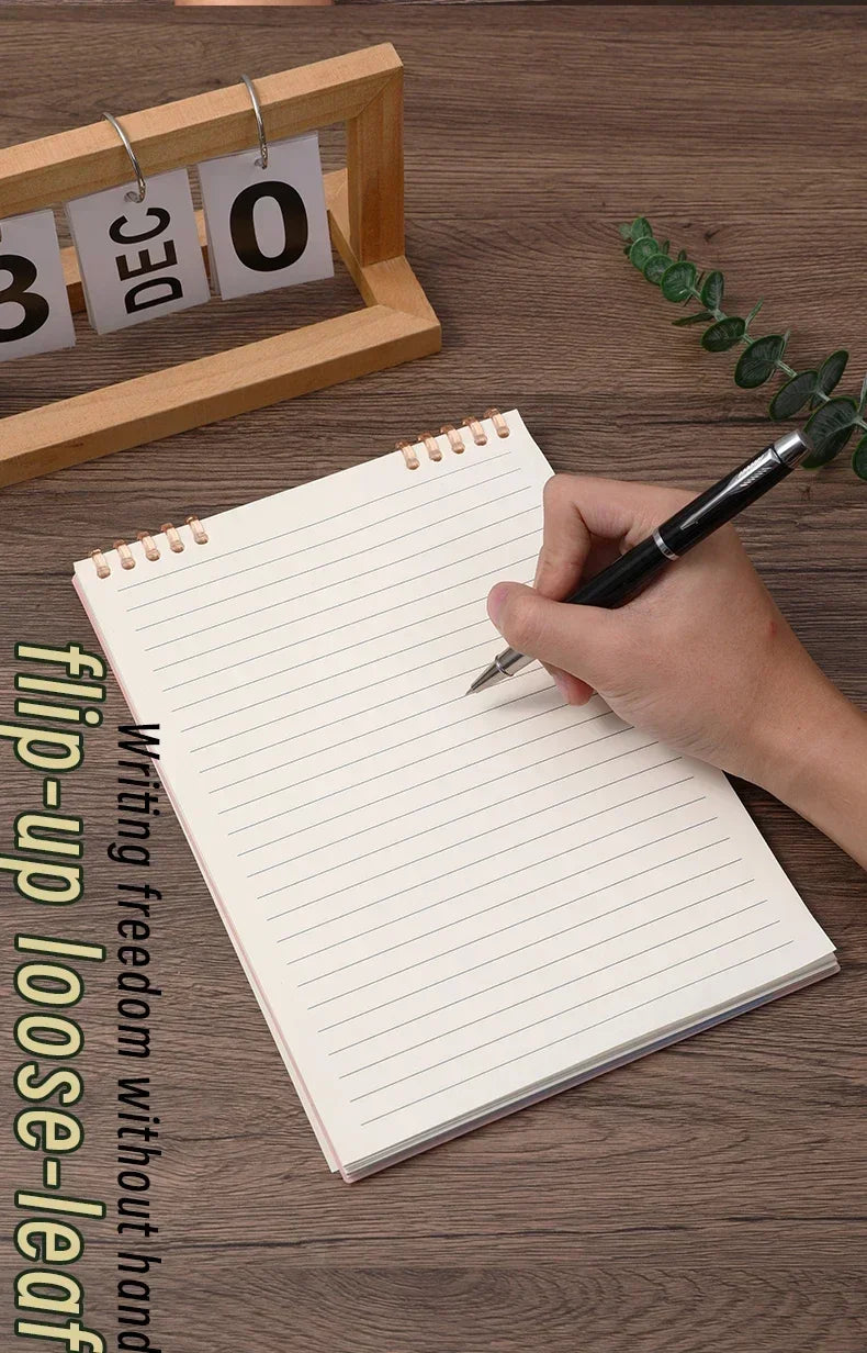 A5 60 Sheets Thick Notebook Spiral Binding Loose-leaf Notebooks with Lines Pages